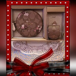 Coach Floral Coin Case Wireless Earbud Case Bag Charm Set (See Comments)